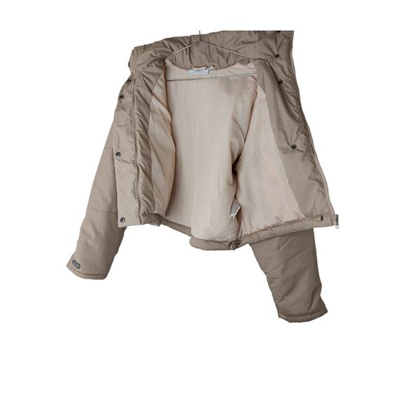 The Fifth Label Women’s Cropped Puffer Jacket Small Beige Taupe Zip Snap Closure - Picture 4 of 14